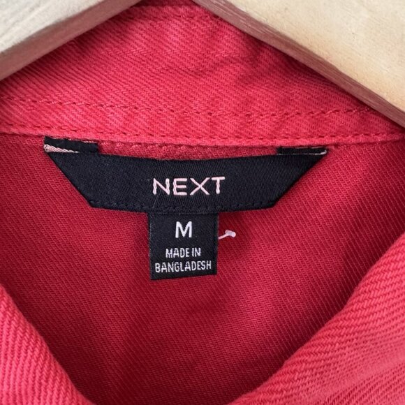 Next Womens Size Medium Oversized Button Front Shirt Front Pockets RedTop - Picture 4 of 6